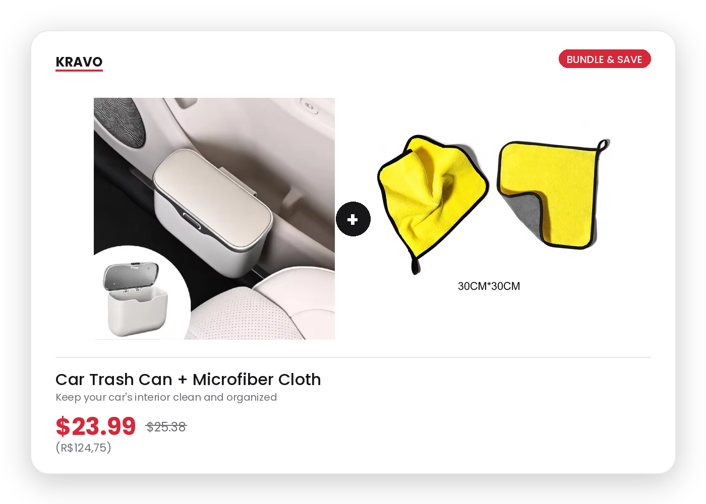 Combo: Car Trash Can plus Microfiber Cloth